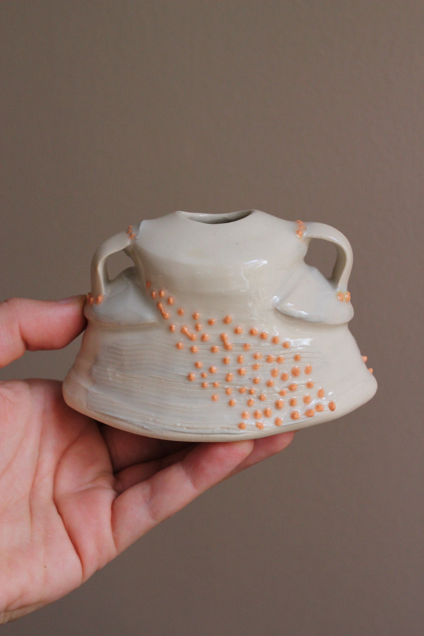 Bud Vase with Gray and Orange Accents