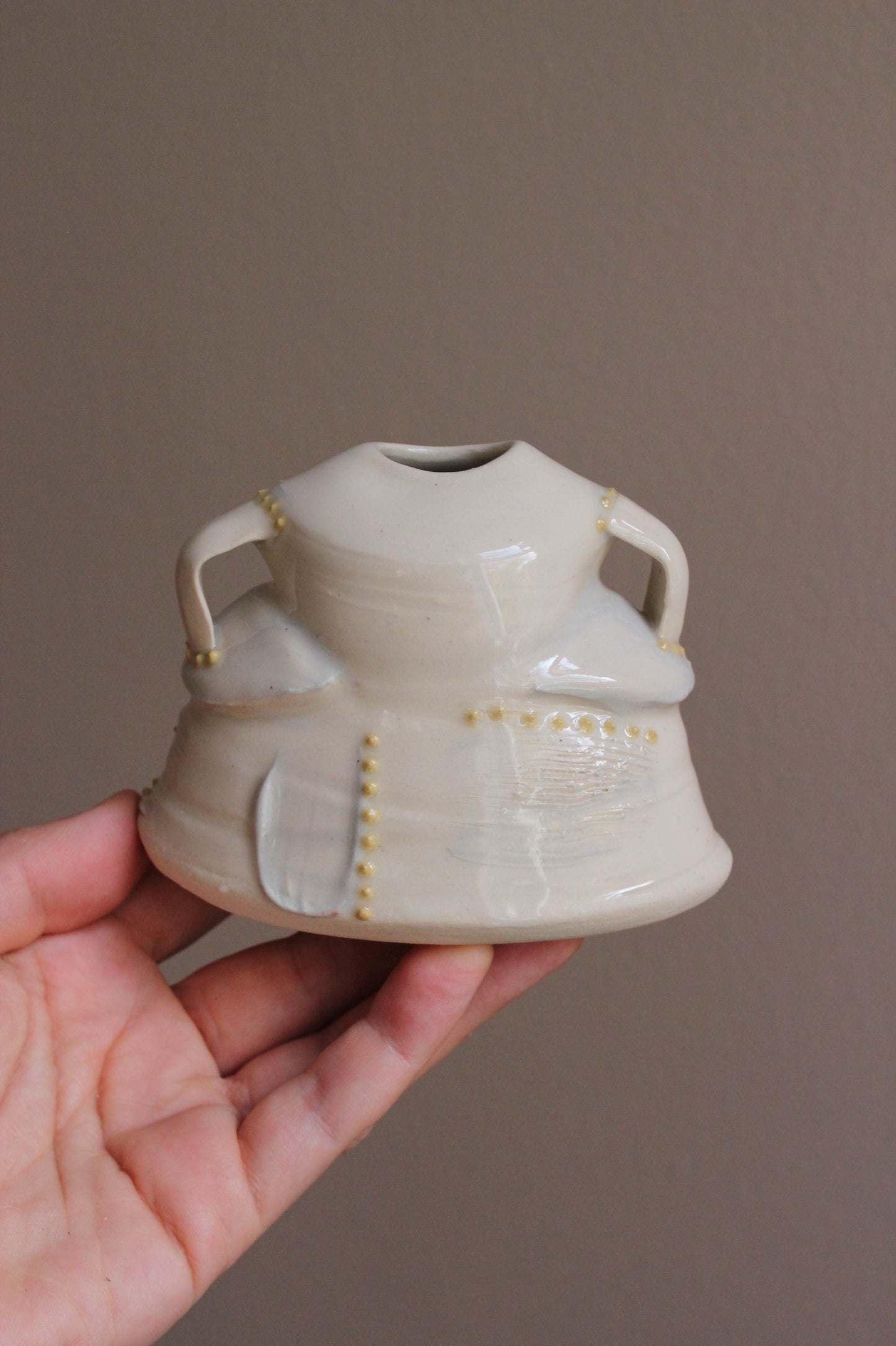 Bud Vase with Gray and Yellow Accents