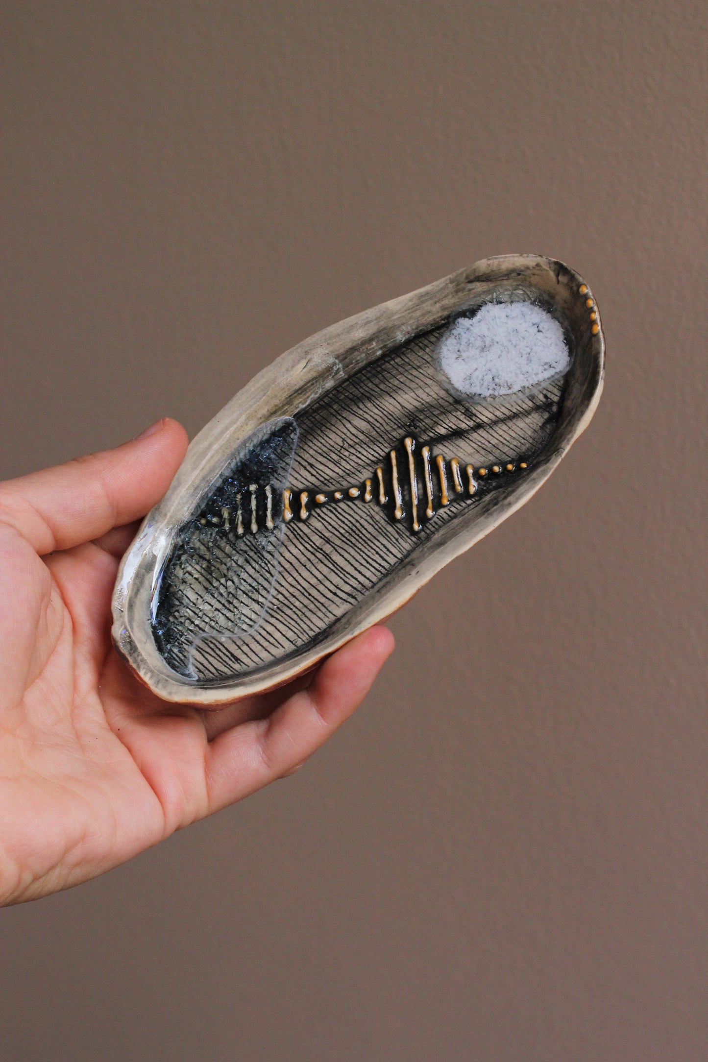 Small Textured Tray with Melted Glass