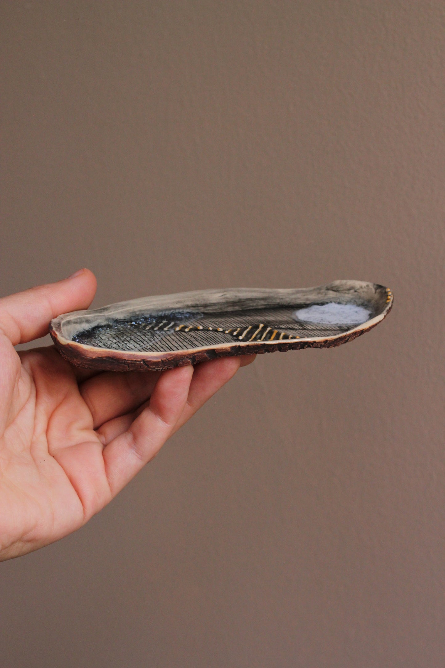 Small Textured Tray with Melted Glass