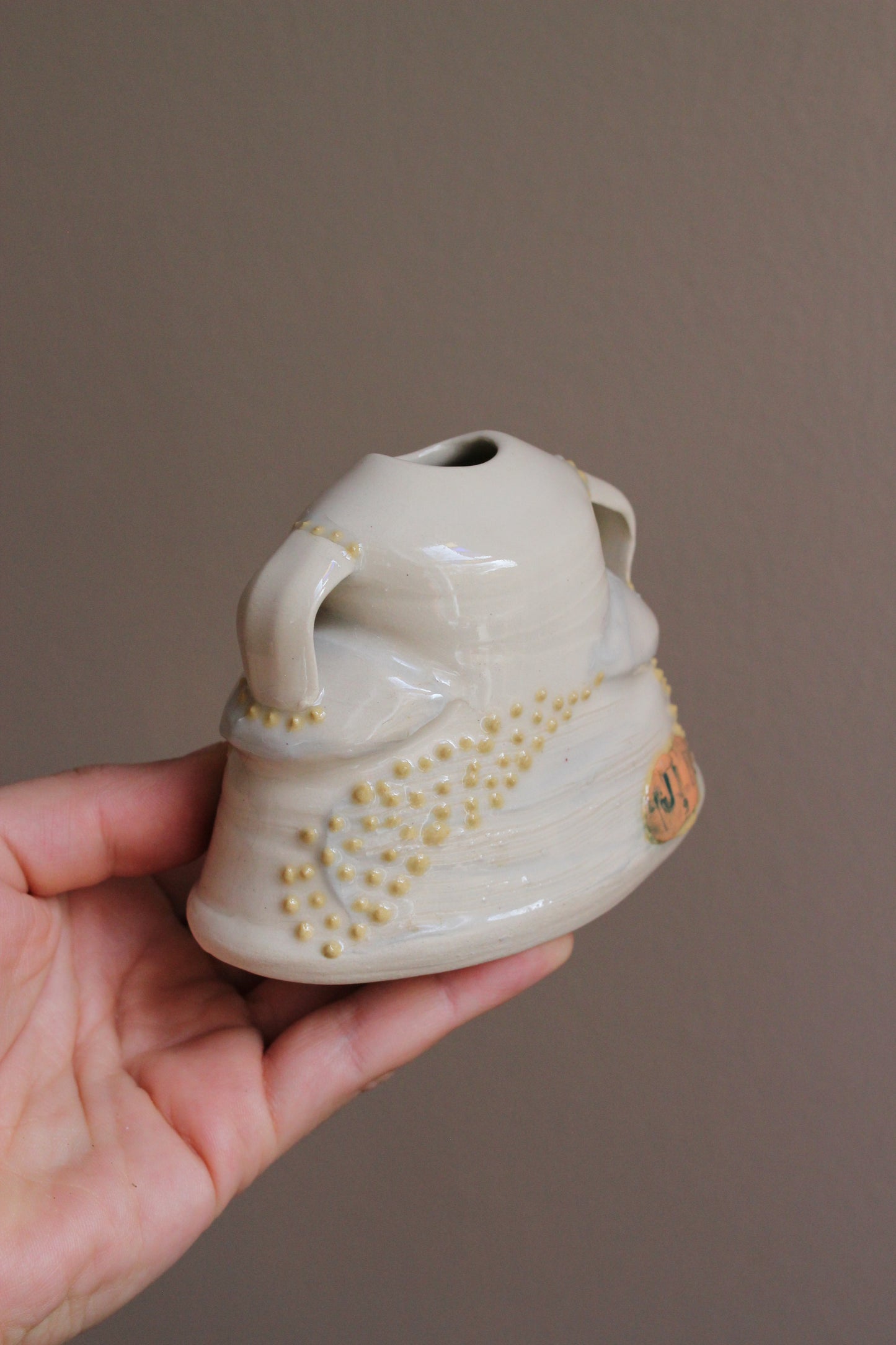 Bud Vase with Gray and Yellow Accents