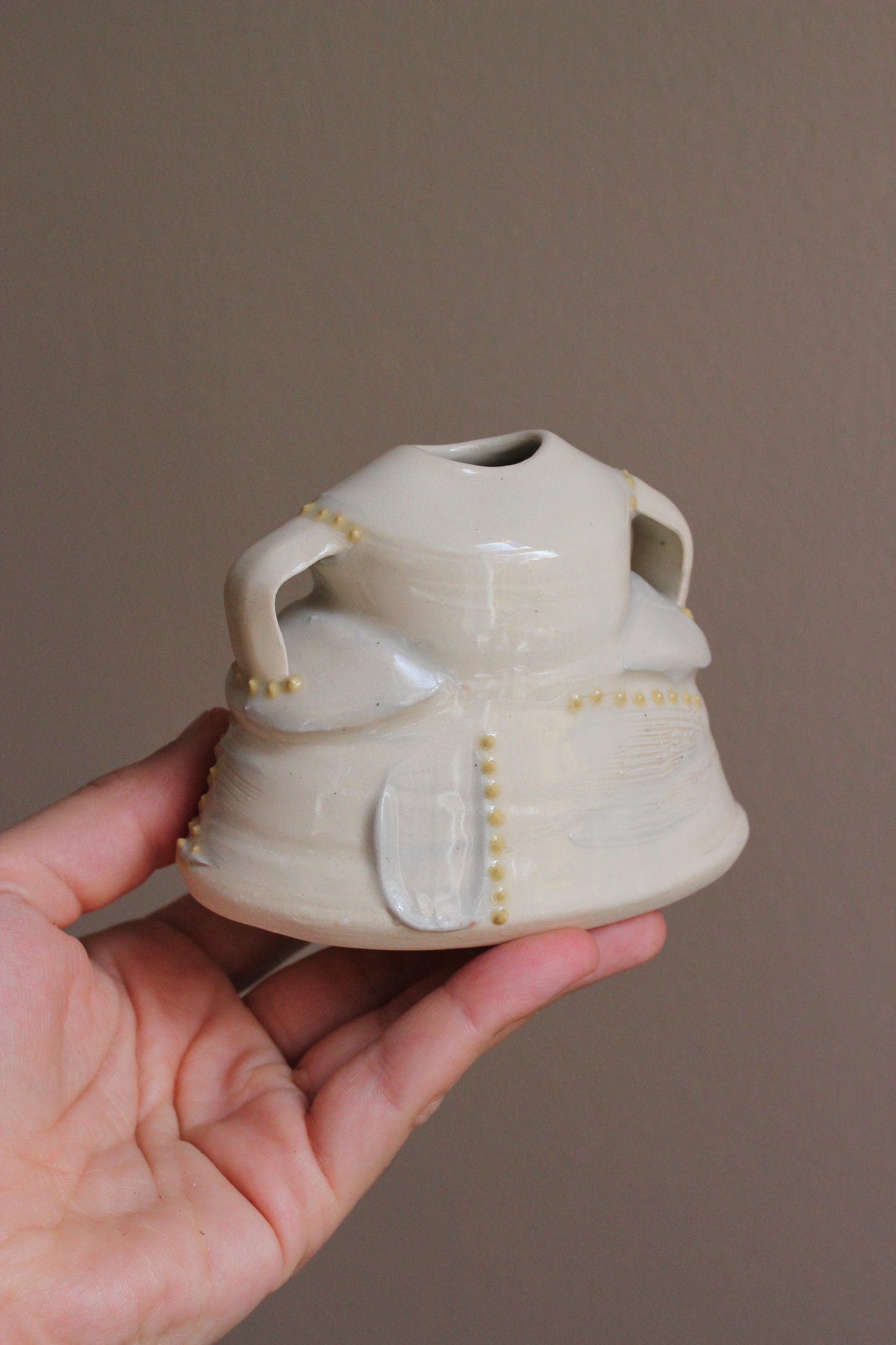 Bud Vase with Gray and Yellow Accents