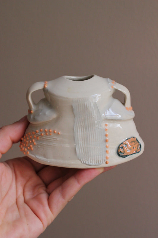 Bud Vase with Gray and Orange Accents