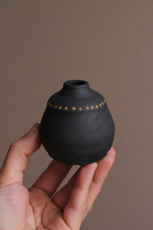 Bud Vase with Golden Yellow Accents