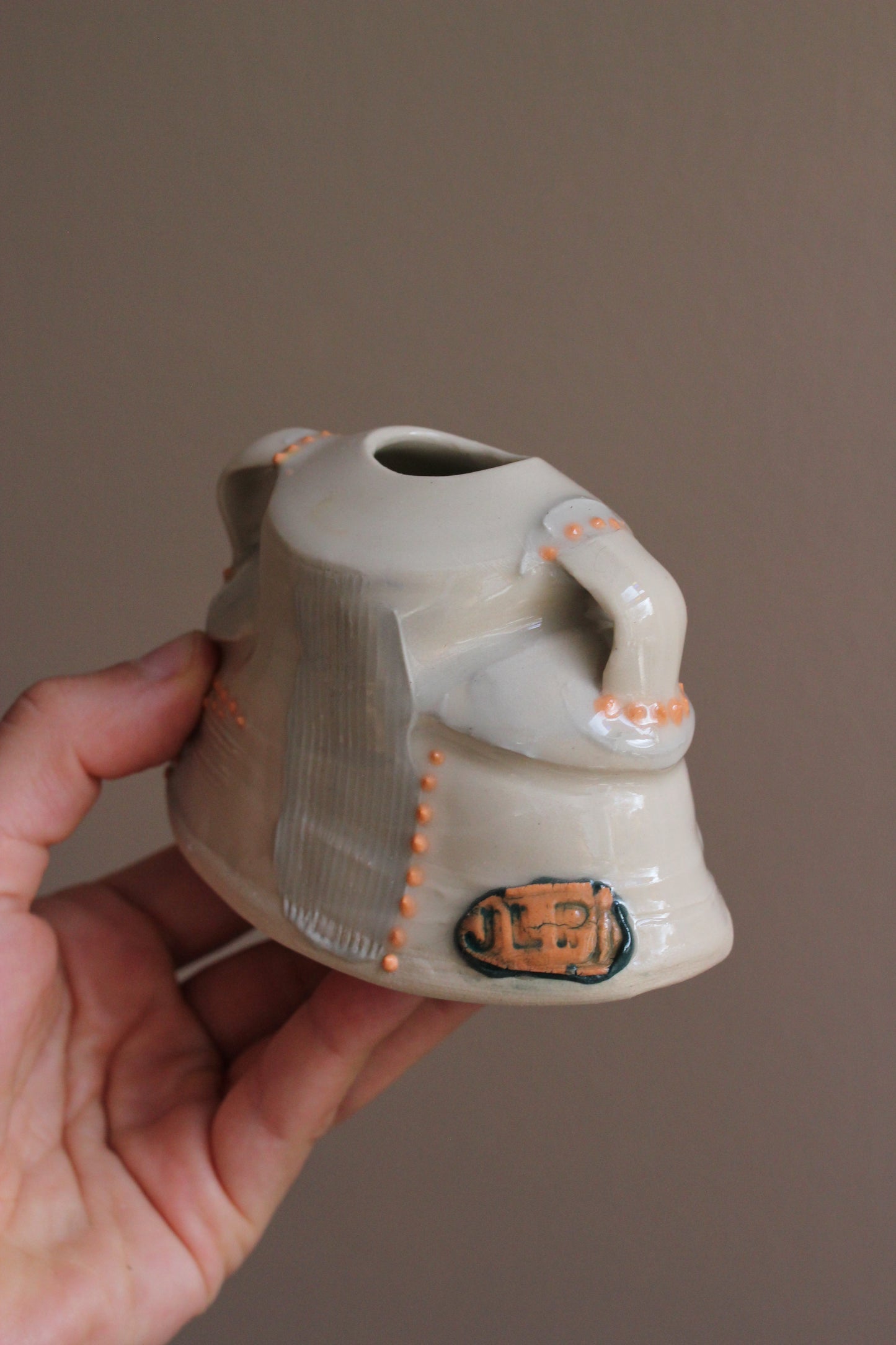 Bud Vase with Gray and Orange Accents