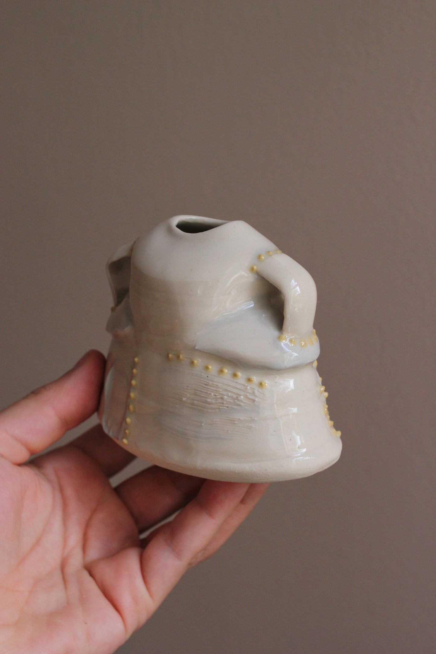 Bud Vase with Gray and Yellow Accents