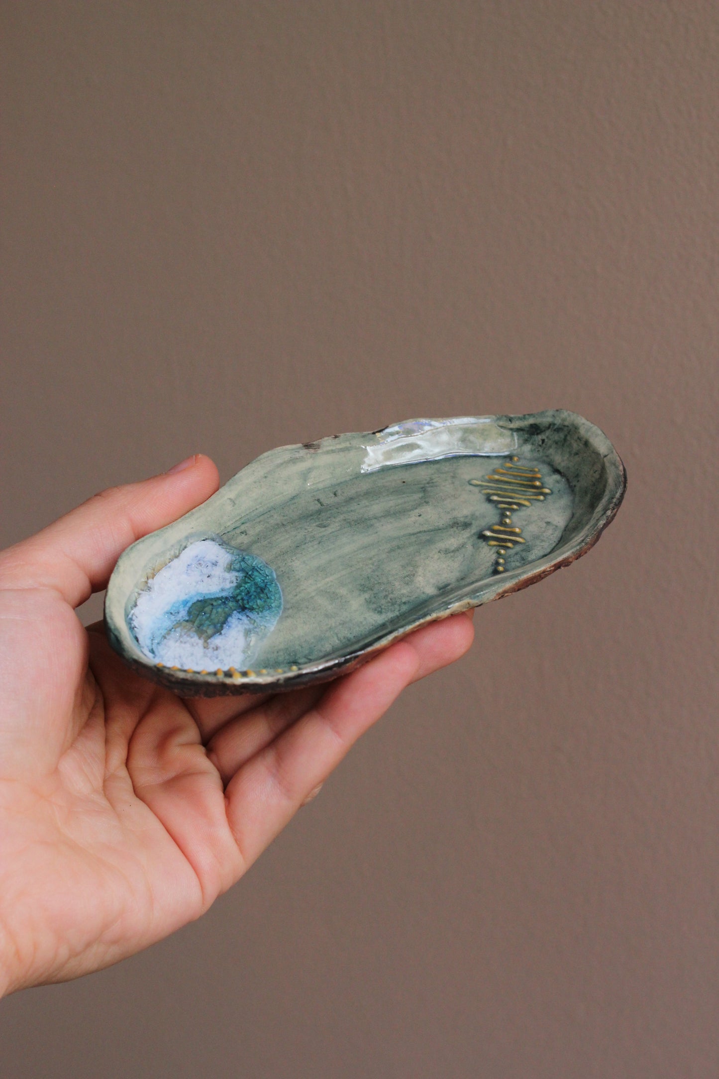 Small Textured Tray with Melted Glass