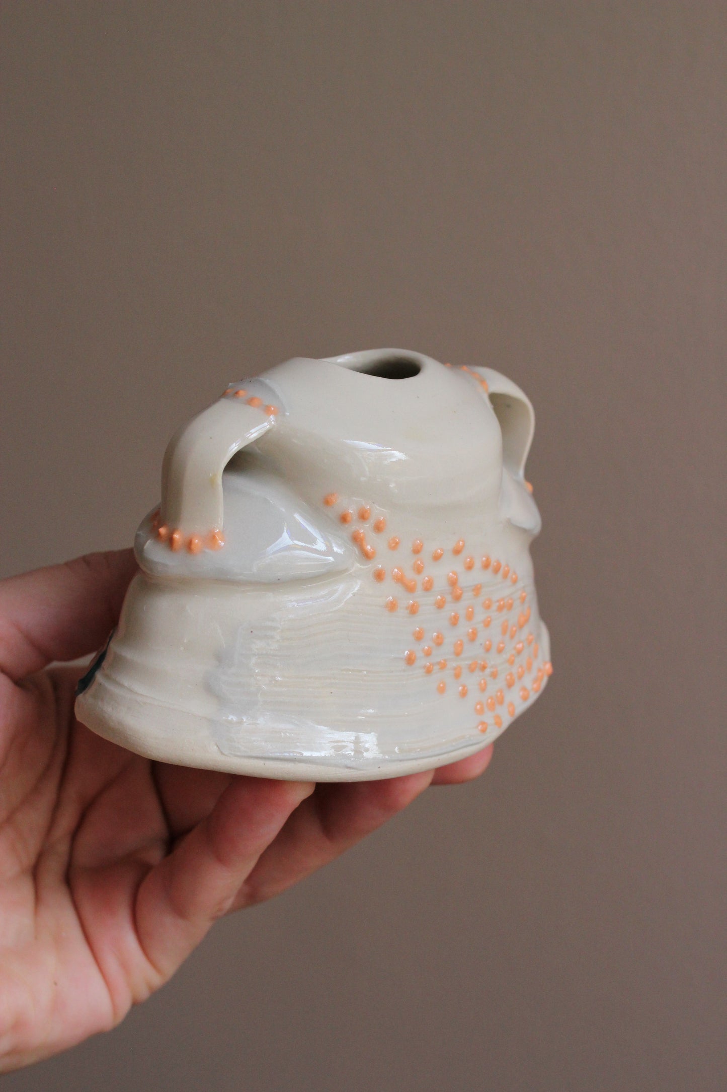 Bud Vase with Gray and Orange Accents