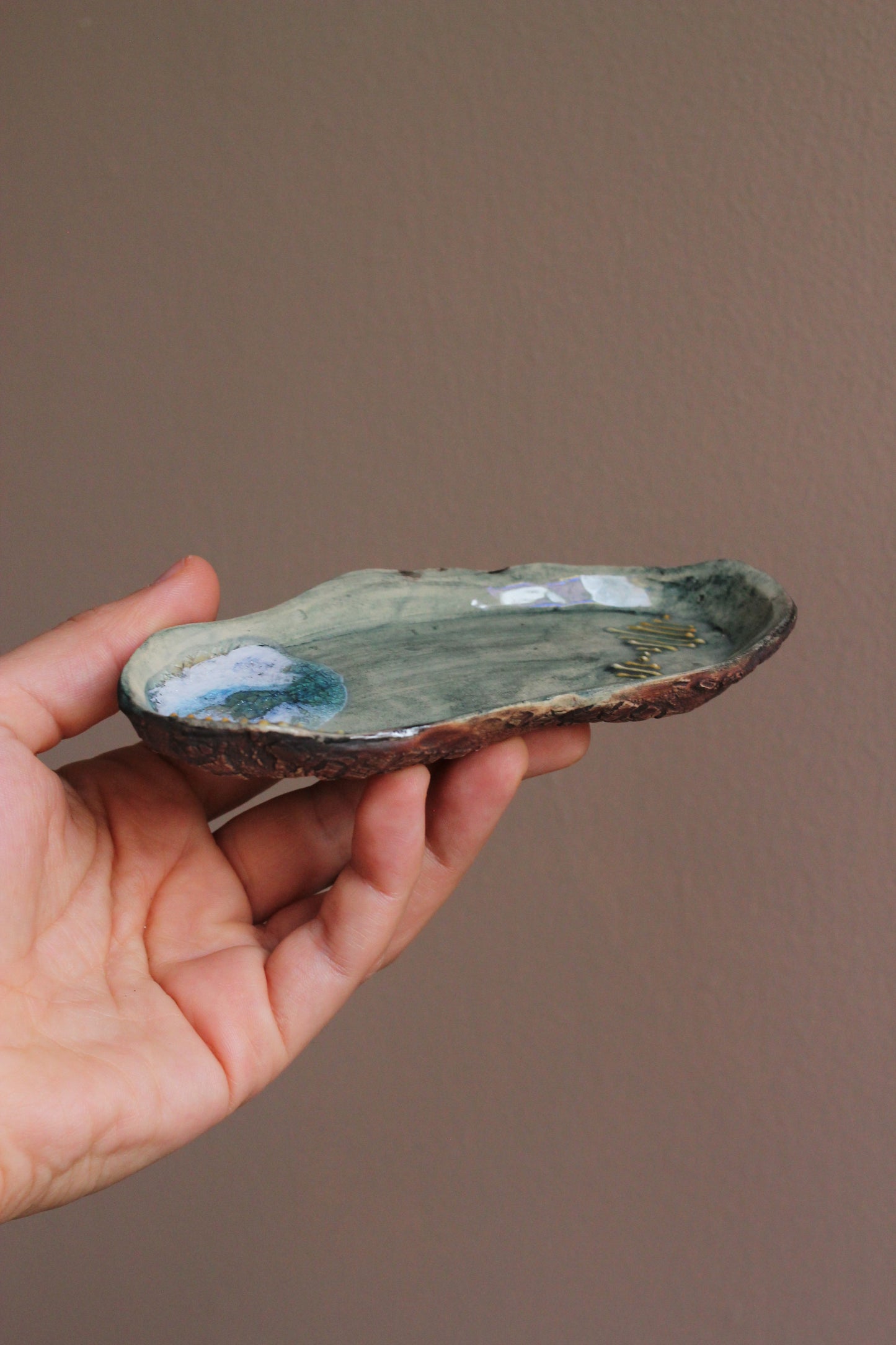 Small Textured Tray with Melted Glass